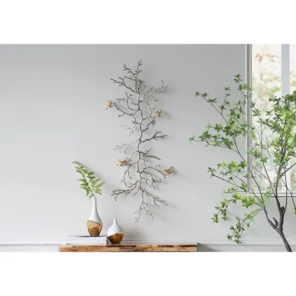 Wall Plaques-Kirkland's Home Silver Branches And Birds Metal Wall Plaque Gold/Silver