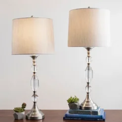 Table Lamps-Kirkland's Home Silver Crystal Table Lamp, Set Of 2 White