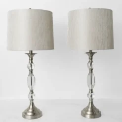 Table Lamps-Kirkland's Home Silver Crystal Table Lamp, Set Of 2 White