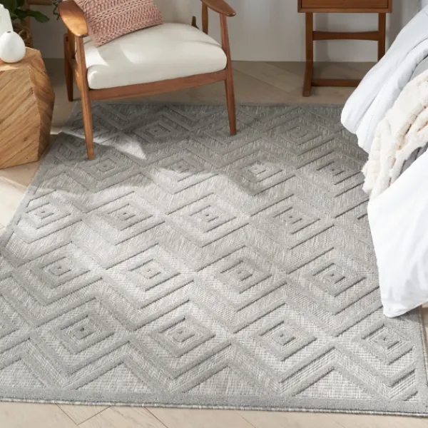 Outdoor Rugs-Kirkland's Home Silver Diamond Outdoor Area Rug, 6X9 Gray