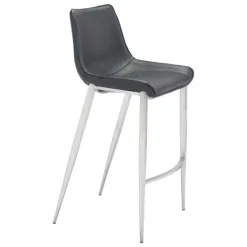 Bar Stools & Counter Height Stools-Kirkland's Home Silver Faux Leather Bar Stools, Set Of 2 Black