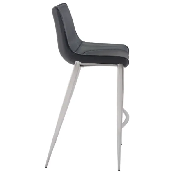 Bar Stools & Counter Height Stools-Kirkland's Home Silver Faux Leather Bar Stools, Set Of 2 Black