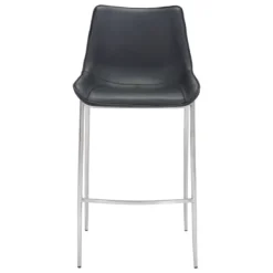 Bar Stools & Counter Height Stools-Kirkland's Home Silver Faux Leather Bar Stools, Set Of 2 Black