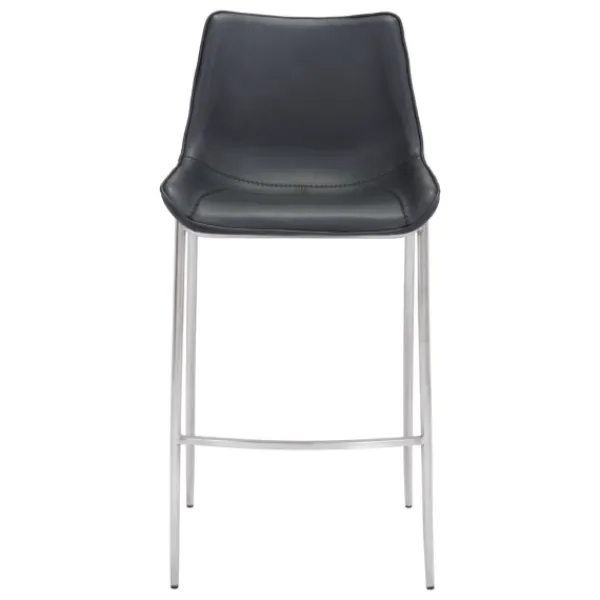 Bar Stools & Counter Height Stools-Kirkland's Home Silver Faux Leather Bar Stools, Set Of 2 Black