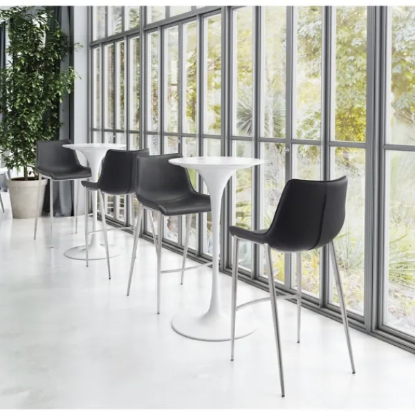 Bar Stools & Counter Height Stools-Kirkland's Home Silver Faux Leather Bar Stools, Set Of 2 Black