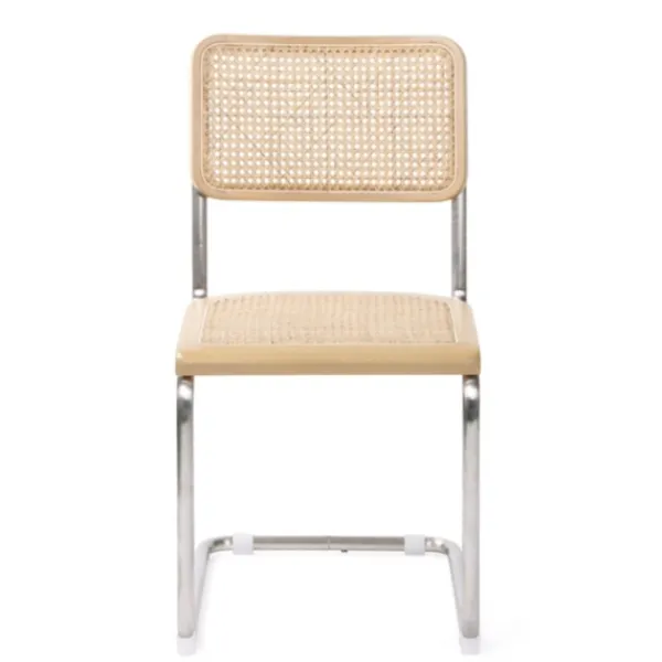 Dining Chairs-Kirkland's Home Silver Framed Woven Cane Dining Chairs, Set Of 2 Tan/Silver
