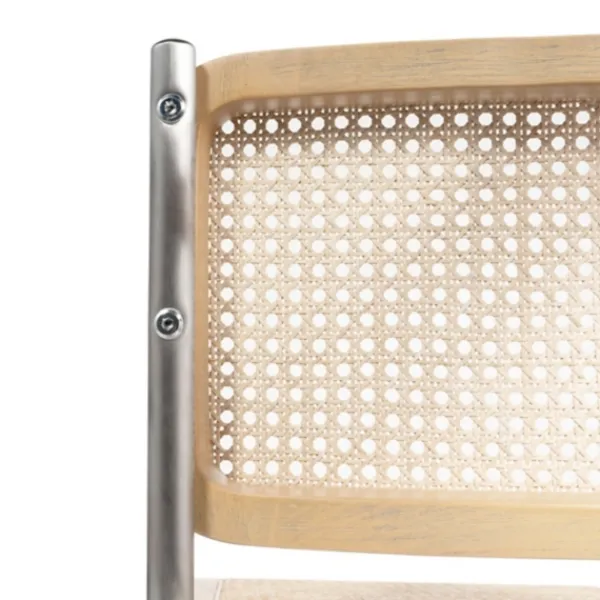Dining Chairs-Kirkland's Home Silver Framed Woven Cane Dining Chairs, Set Of 2 Tan/Silver