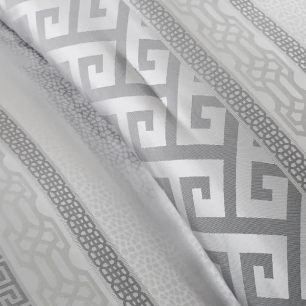 Comforters-Kirkland's Home Silver Geometric Stripes 7-Pc. Queen Comforter Set Silver/White
