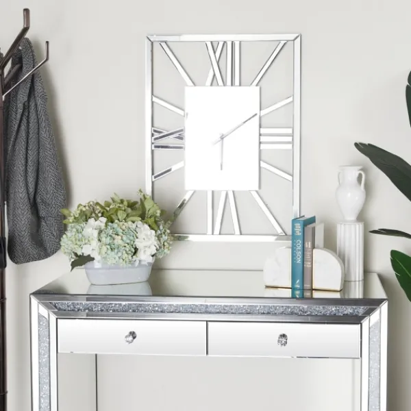 Clocks-Kirkland's Home Silver Glass Frame Wall Clock