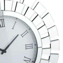 Clocks-Kirkland's Home Silver Glass Mirror Abstract Wall Clock