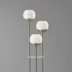 Floor Lamps-Kirkland's Home Silver Globe 3-Light Shelf Floor Lamp Silver/White