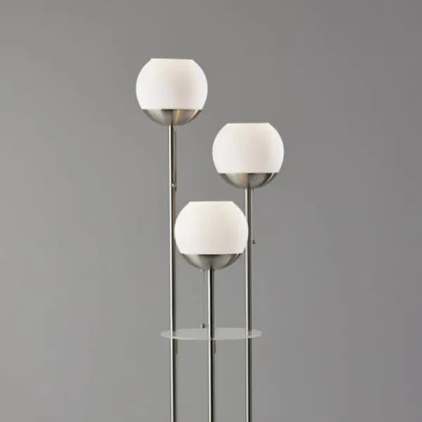 Floor Lamps-Kirkland's Home Silver Globe 3-Light Shelf Floor Lamp Silver/White