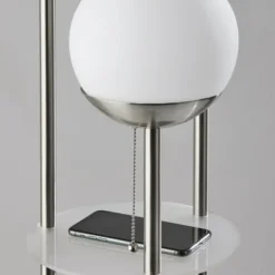 Floor Lamps-Kirkland's Home Silver Globe 3-Light Shelf Floor Lamp Silver/White