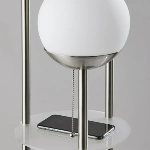 Floor Lamps-Kirkland's Home Silver Globe 3-Light Shelf Floor Lamp Silver/White