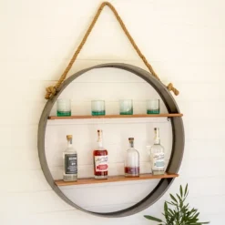 Shelves-Kirkland's Home Silver Iron Round Hanging Wall Shelf