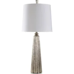 Table Lamps-Kirkland's Home Silver Leaf Slender Table Lamp White