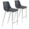 Bar Stools & Counter Height Stools-Kirkland's Home Silver Leather Counter Stools, Set Of 2 Black