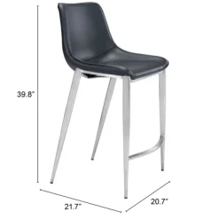Bar Stools & Counter Height Stools-Kirkland's Home Silver Leather Counter Stools, Set Of 2 Black
