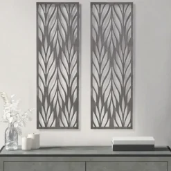 Wall Plaques-Kirkland's Home Silver Madison Park Florian Wall Plaques, Set Of 2 Gray