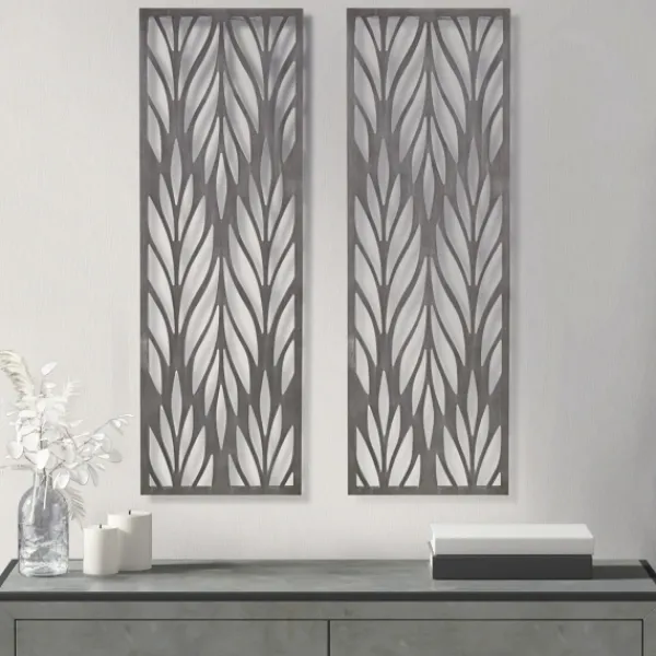 Wall Plaques-Kirkland's Home Silver Madison Park Florian Wall Plaques, Set Of 2 Gray