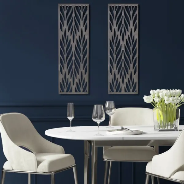 Wall Plaques-Kirkland's Home Silver Madison Park Florian Wall Plaques, Set Of 2 Gray