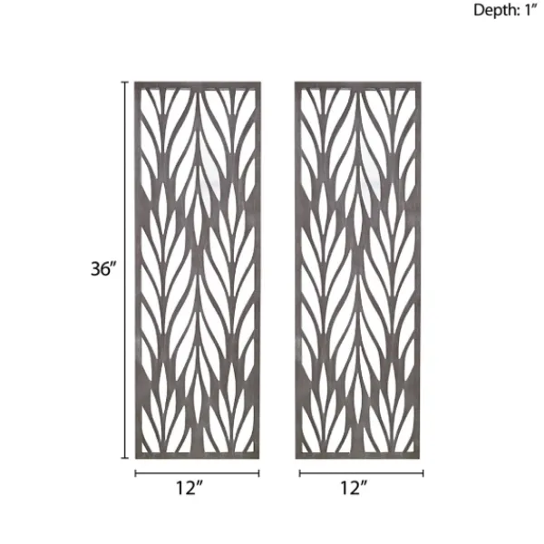 Wall Plaques-Kirkland's Home Silver Madison Park Florian Wall Plaques, Set Of 2 Gray