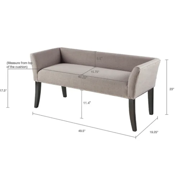 Benches & Ottomans-Kirkland's Home Silver Melinda Accent Bench Gray