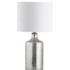 Table Lamps-Kirkland's Home Silver Mercury Glass Cylinder Table Lamp White