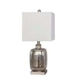 Table Lamps-Kirkland's Home Silver Mercury Glass Square Table Lamp White