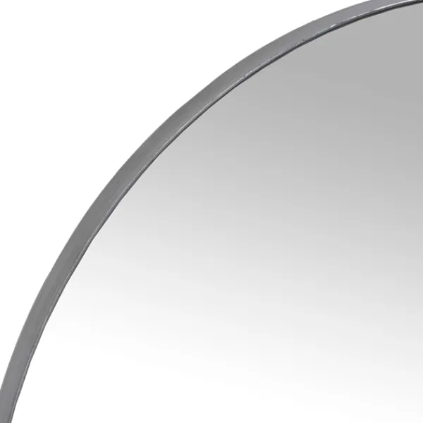 Decorative Mirrors-Kirkland's Home Silver Metal Linear Round Mirror, 30 In. Gray