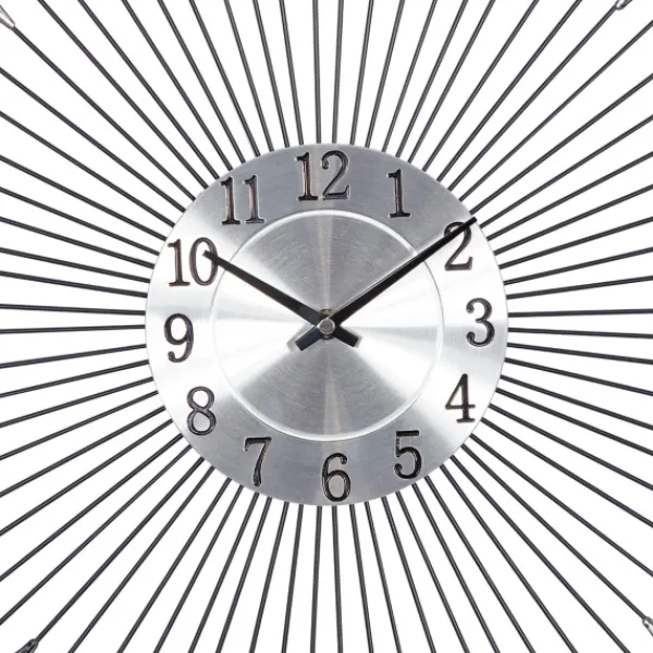 Clocks-Kirkland's Home Silver Metal Sunburst Droplet Frame Clock