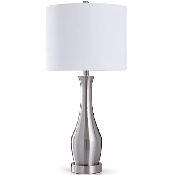 Table Lamps-Kirkland's Home Silver Metal Taper Table Lamp White