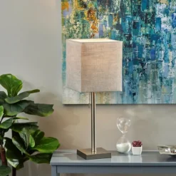 Table Lamps-Kirkland's Home Silver Monochrome Square Table Lamp Silver/Gray