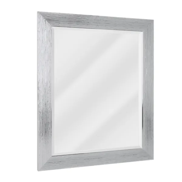 Framed Mirrors-Kirkland's Home Silver Textured Chrome Framed Wall Mirror