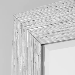 Framed Mirrors-Kirkland's Home Silver Textured Chrome Framed Wall Mirror