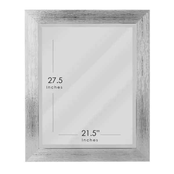 Framed Mirrors-Kirkland's Home Silver Textured Chrome Framed Wall Mirror