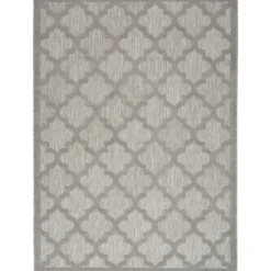 Outdoor Rugs-Kirkland's Home Silver Trellis Indoor/Outdoor Area Rug, 6X9 Gray
