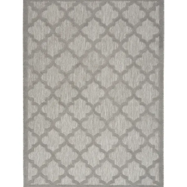 Outdoor Rugs-Kirkland's Home Silver Trellis Indoor/Outdoor Area Rug, 6X9 Gray