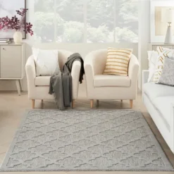 Outdoor Rugs-Kirkland's Home Silver Trellis Indoor/Outdoor Area Rug, 6X9 Gray