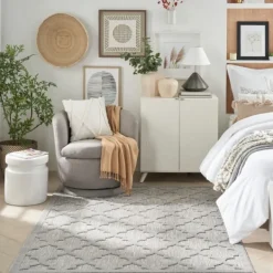 Outdoor Rugs-Kirkland's Home Silver Trellis Indoor/Outdoor Area Rug, 6X9 Gray