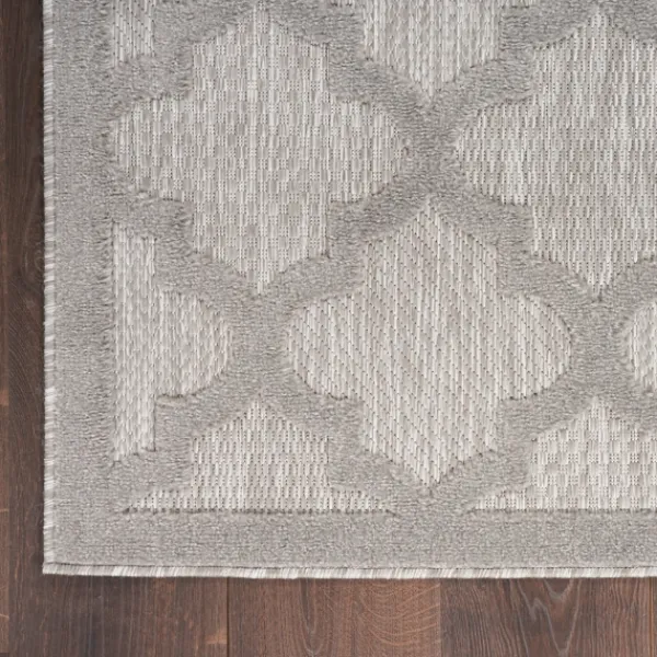 Outdoor Rugs-Kirkland's Home Silver Trellis Indoor/Outdoor Area Rug, 5X7 Gray