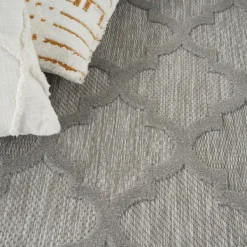 Outdoor Rugs-Kirkland's Home Silver Trellis Indoor/Outdoor Area Rug, 5X7 Gray