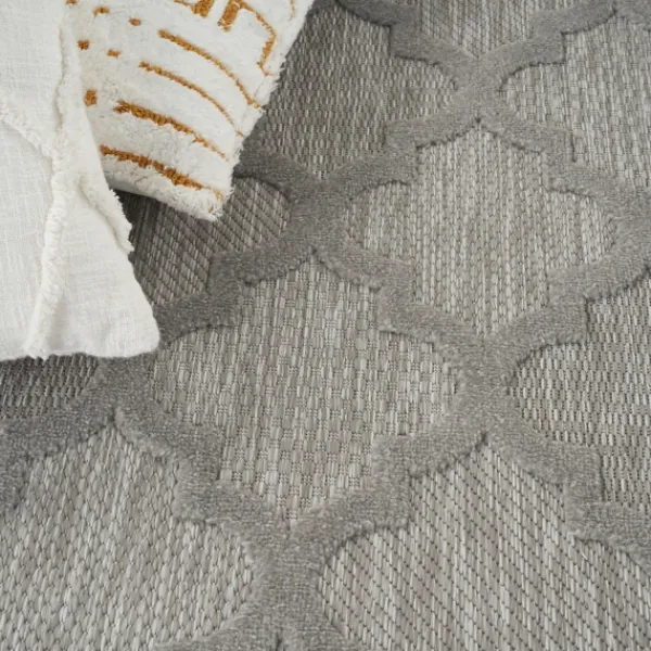 Outdoor Rugs-Kirkland's Home Silver Trellis Indoor/Outdoor Area Rug, 5X7 Gray