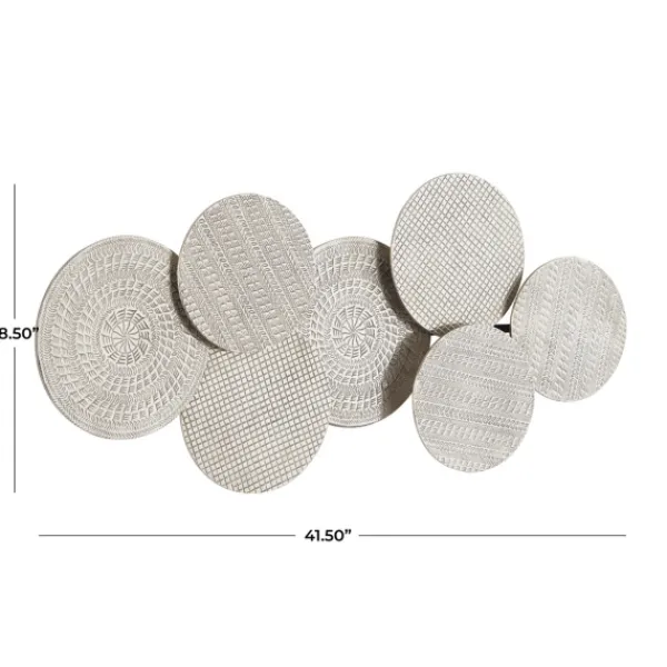 Wall Plaques-Kirkland's Home Silvery Rivers Layered Disks Wall Plaque Silver/White
