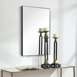 Framed Mirrors-Kirkland's Home Simple Frame Rectangle Wall Mirror Black