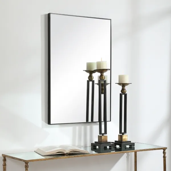 Framed Mirrors-Kirkland's Home Simple Frame Rectangle Wall Mirror Black
