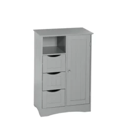 Cabinets & Sideboards-Kirkland's Home Single Door 3-Drawer Cabinet Gray