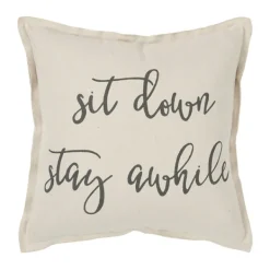 Pillows-Kirkland's Home Sit Down Stay Awhile Accent Pillow Tan/Black