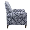 Accent Chairs-Kirkland's Home Sky Blue Fretwork Upholstered High Back Recliner Blue/White