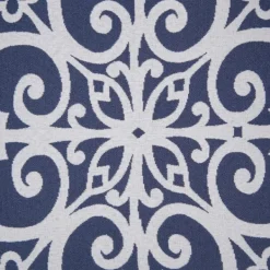 Accent Chairs-Kirkland's Home Sky Blue Fretwork Upholstered High Back Recliner Blue/White